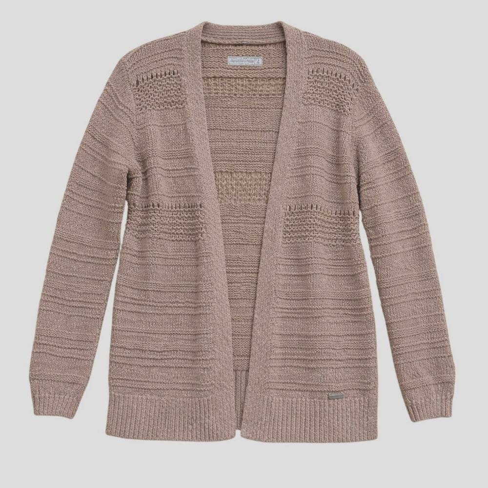 Abercrombie & Fitch‎ Open Knit Cardigan Sweater Womens Small Tan Textured Y2K